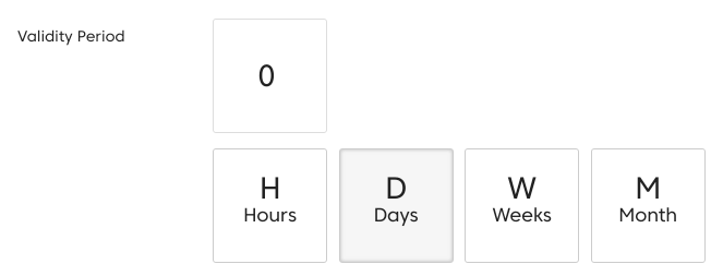 Validity Period selector